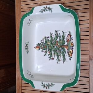 🎄🥗Spode Vintage Christmas Tree Lasagna Dish Bowl Fine Dinnerware  England NEW